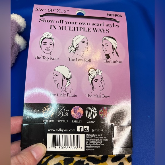 NEW Red by Kiss Multi Purpose Satin Wrap Scarf *NEW purple fuzzy socks included - Picture 3 of 3